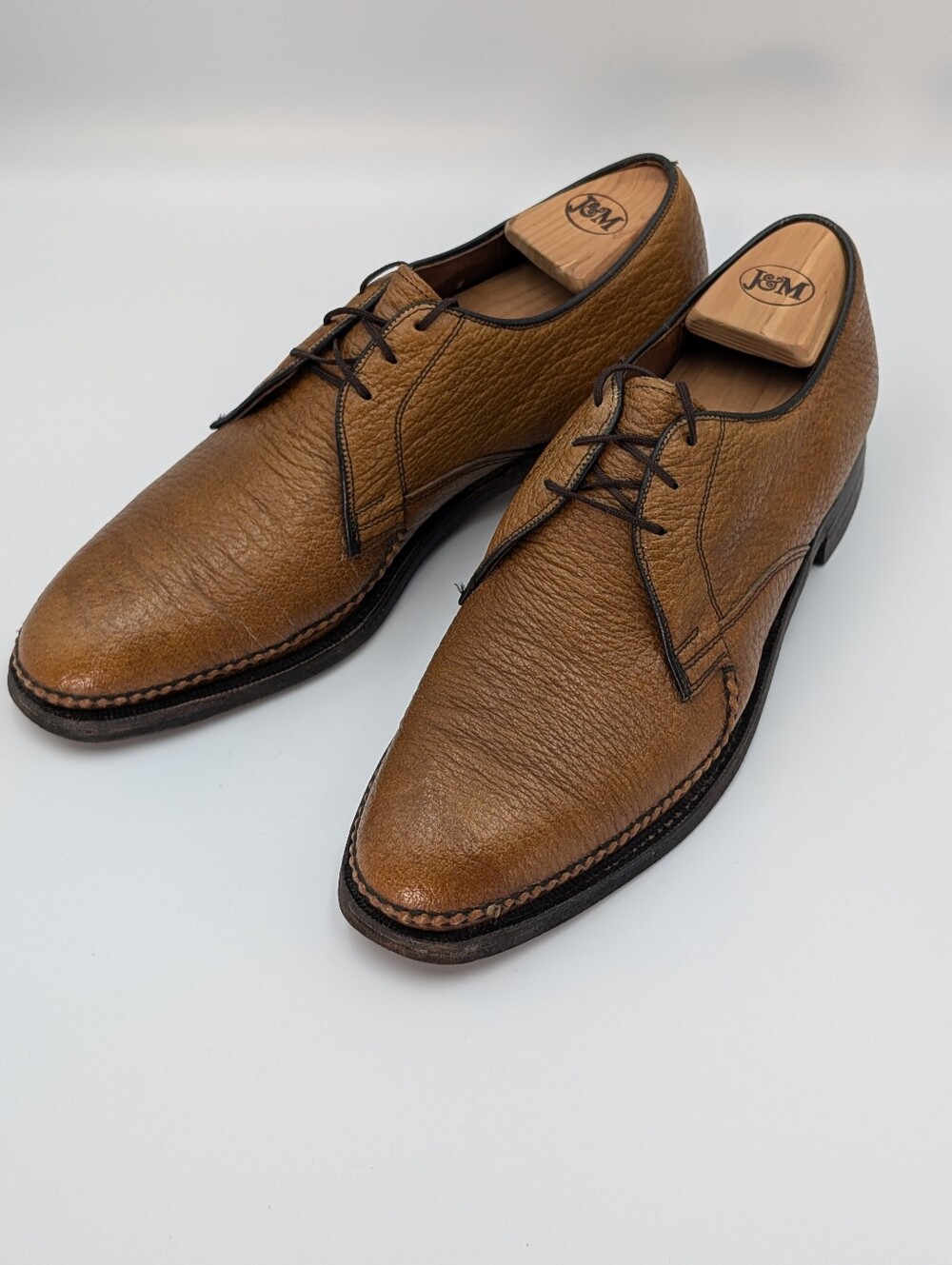 Vintage Hartt Shoe Co. Handmade Derby Dress Shoes Imported Water Bison Leather 9